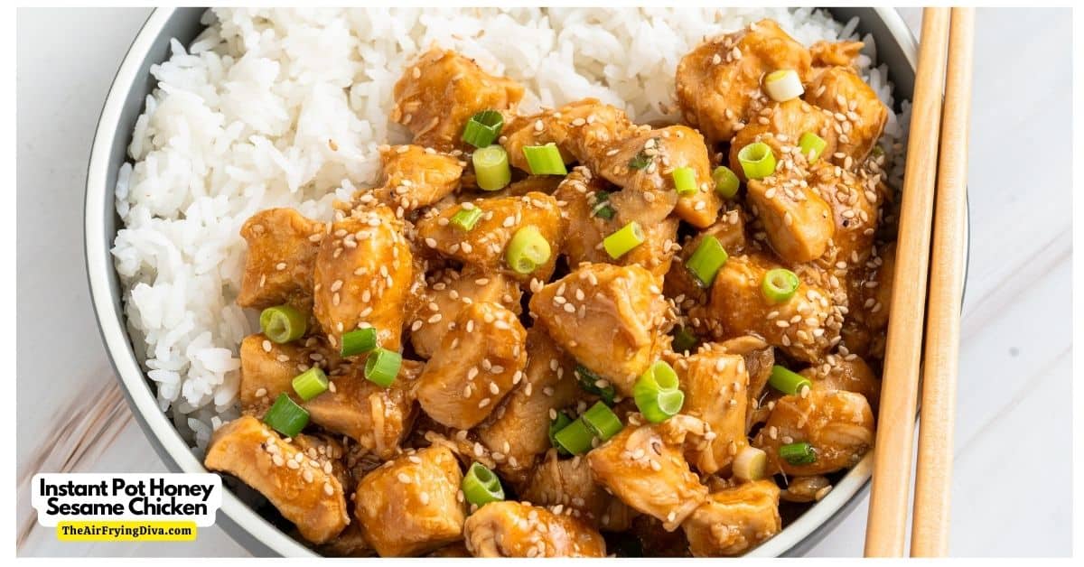 Instant Pot Honey Sesame Chicken (with video), a simple meal recipe made in a pressure cooker with bite sized chicken breasts in savory sauce