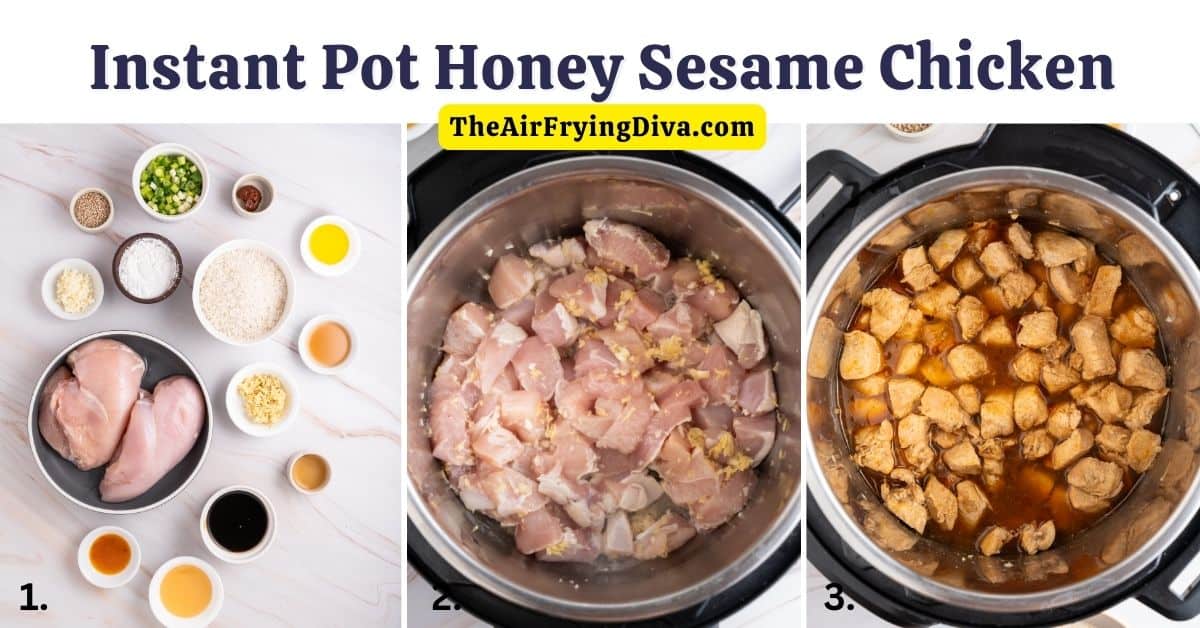 Instant Pot Honey Sesame Chicken (with video), a simple meal recipe made in a pressure cooker with bite sized chicken breasts in savory sauce