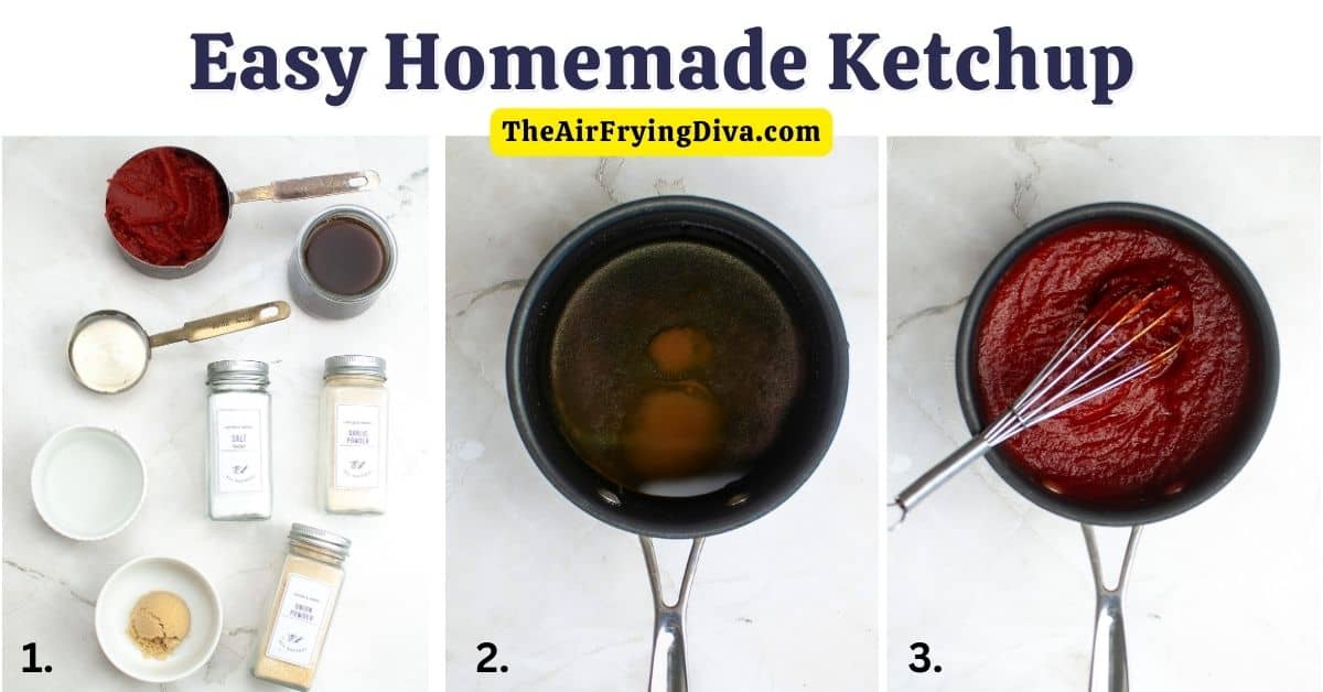 Easy Homemade Ketchup, a simple recipe for a favorite condiment that can be made in about 15 minutes using common ingredients