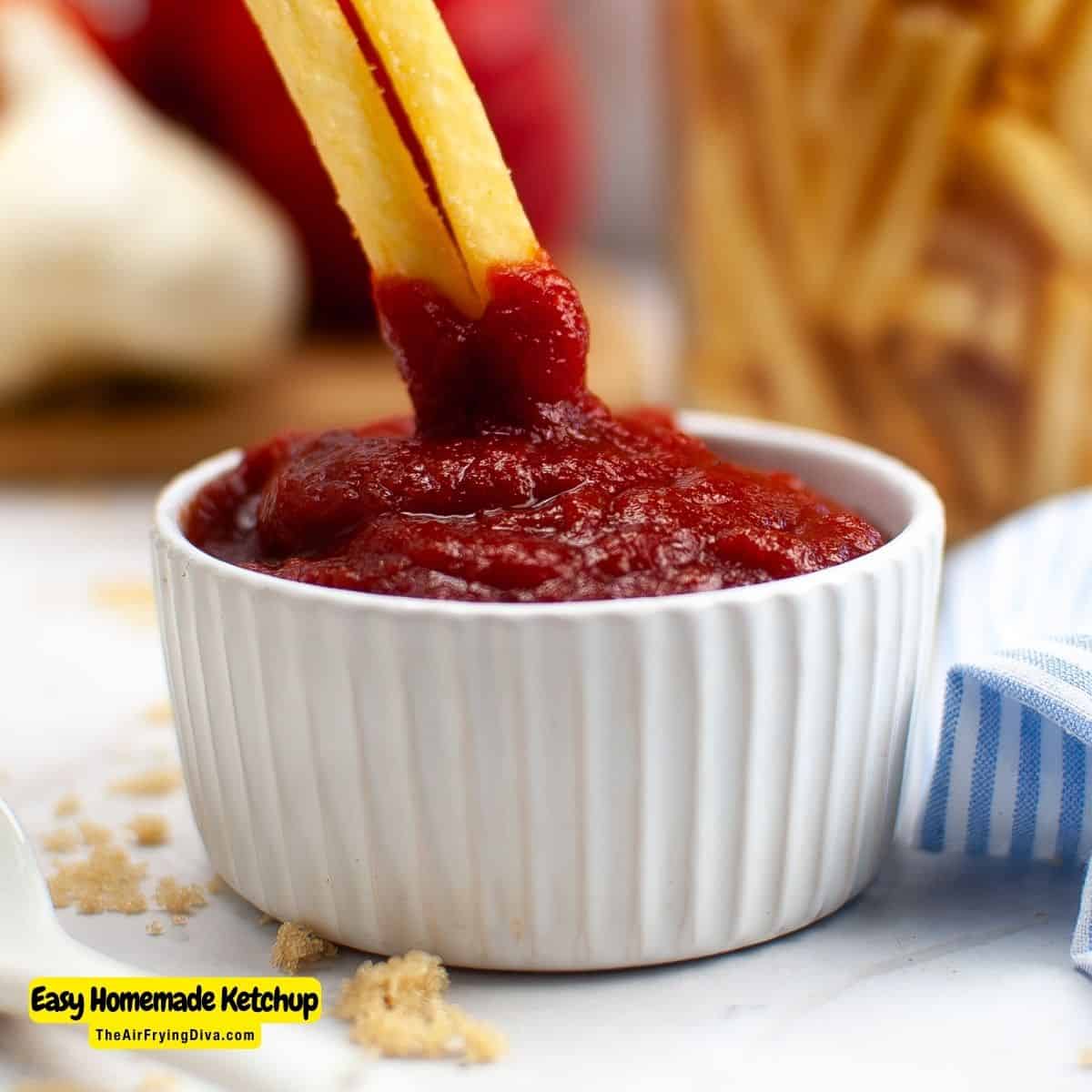 Easy Homemade Ketchup, a simple recipe for a favorite condiment that can be made in about 15 minutes using common ingredients