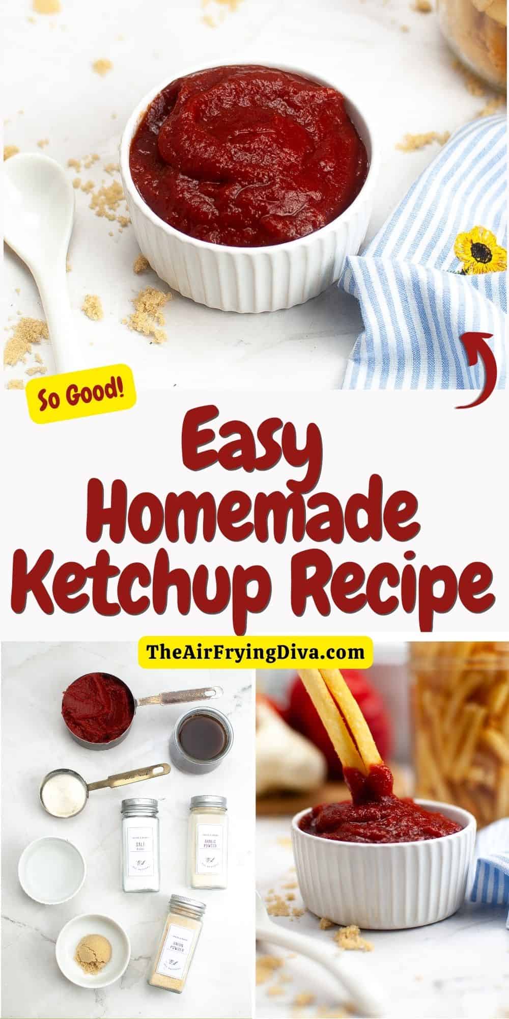 Easy Homemade Ketchup, a simple recipe for a favorite condiment that can be made in about 15 minutes using common ingredients