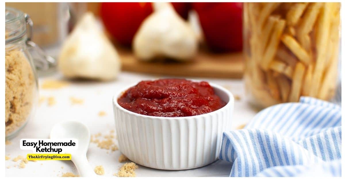 Easy Homemade Ketchup, a simple recipe for a favorite condiment that can be made in about 15 minutes using common ingredients