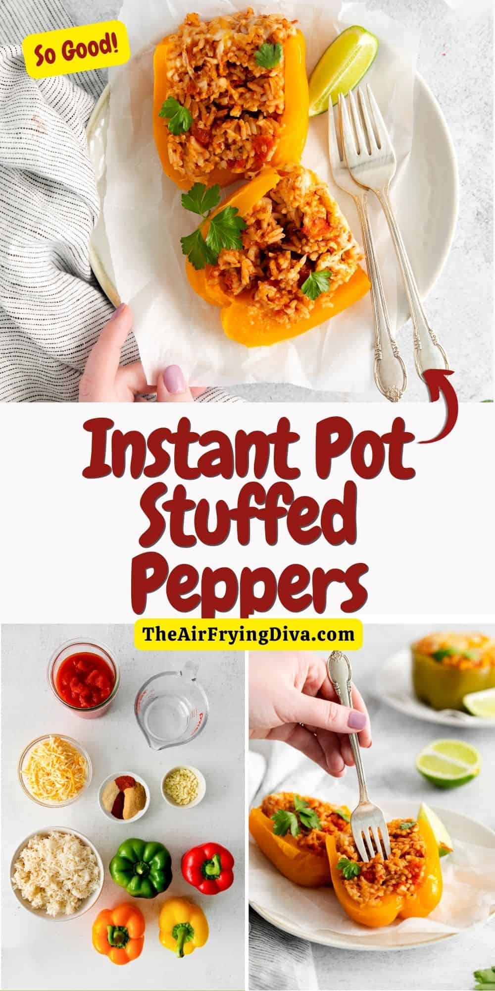 Instant Pot Stuffed Peppers, a delicious and easy vegetarian recipe made with bell peppers, rice, cheese and seasonings.