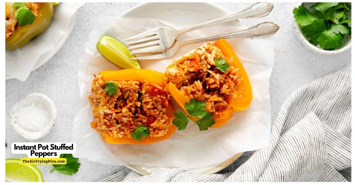 Instant Pot Stuffed Peppers, a delicious and easy vegetarian recipe made with bell peppers, rice, cheese and seasonings.