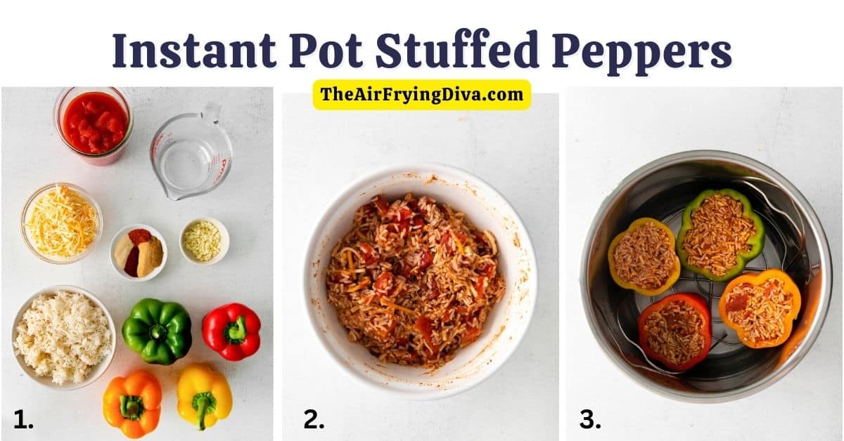 Instant Pot Stuffed Peppers, a delicious and easy vegetarian recipe made with bell peppers, rice, cheese and seasonings.