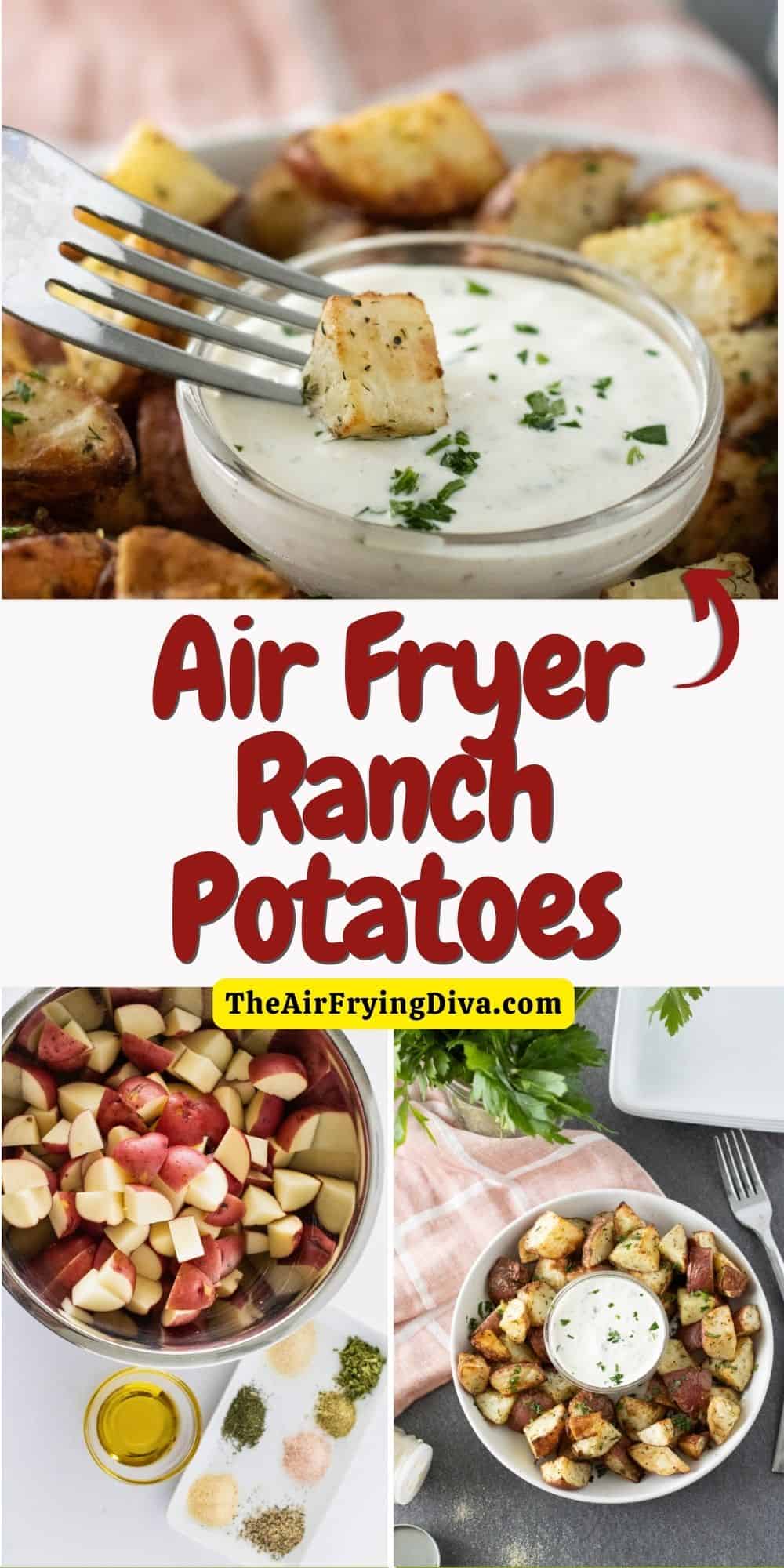 Air Fryer Ranch Potatoes, a simple 20 minute recipe idea for bite size potato chunks perfectly seasoned and cooked to perfection.