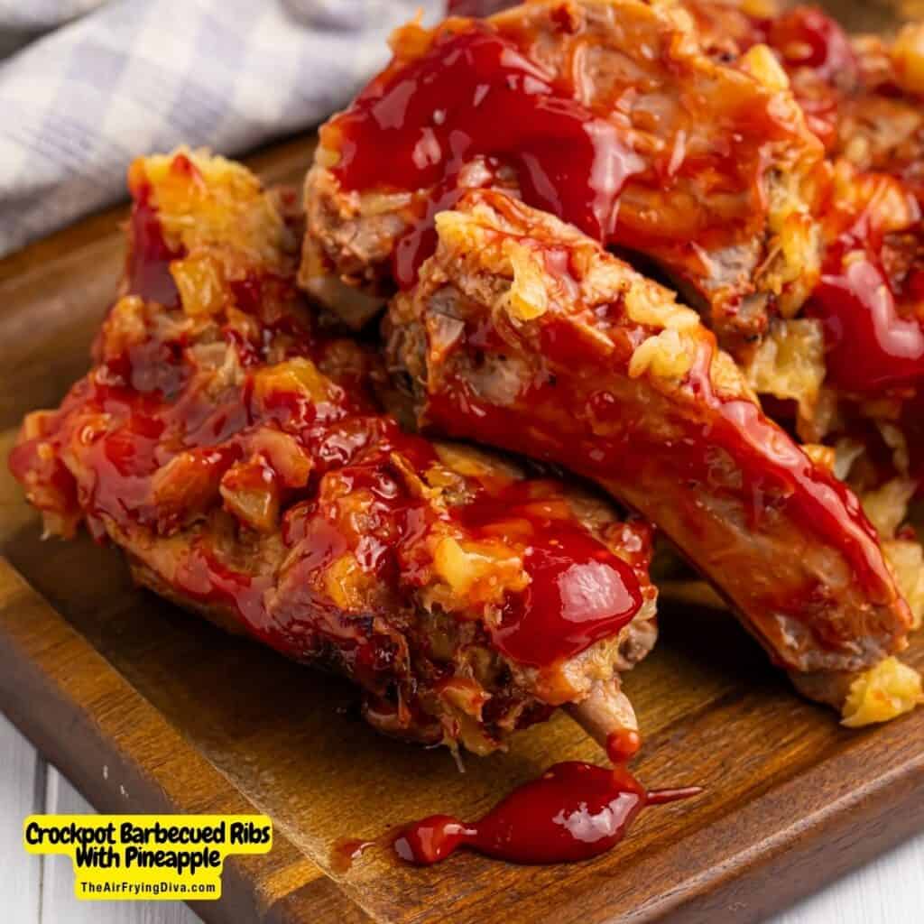 Crockpot Barbecued Ribs With Pineapple - theairfryingdiva.com