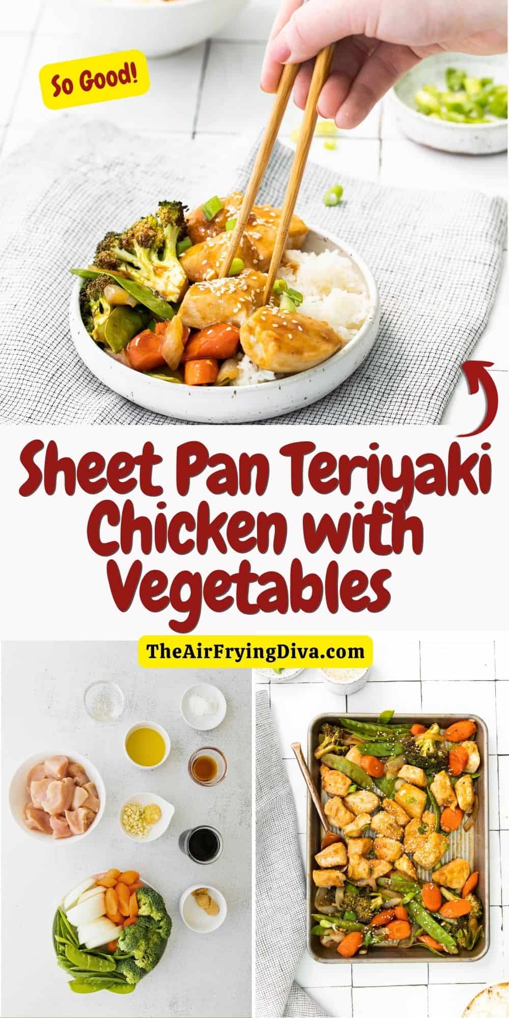 Sheet Pan Teriyaki Chicken with Vegetables, a colorful and delicious meal recipe oven baked in sweet and savory teriyaki sauce.