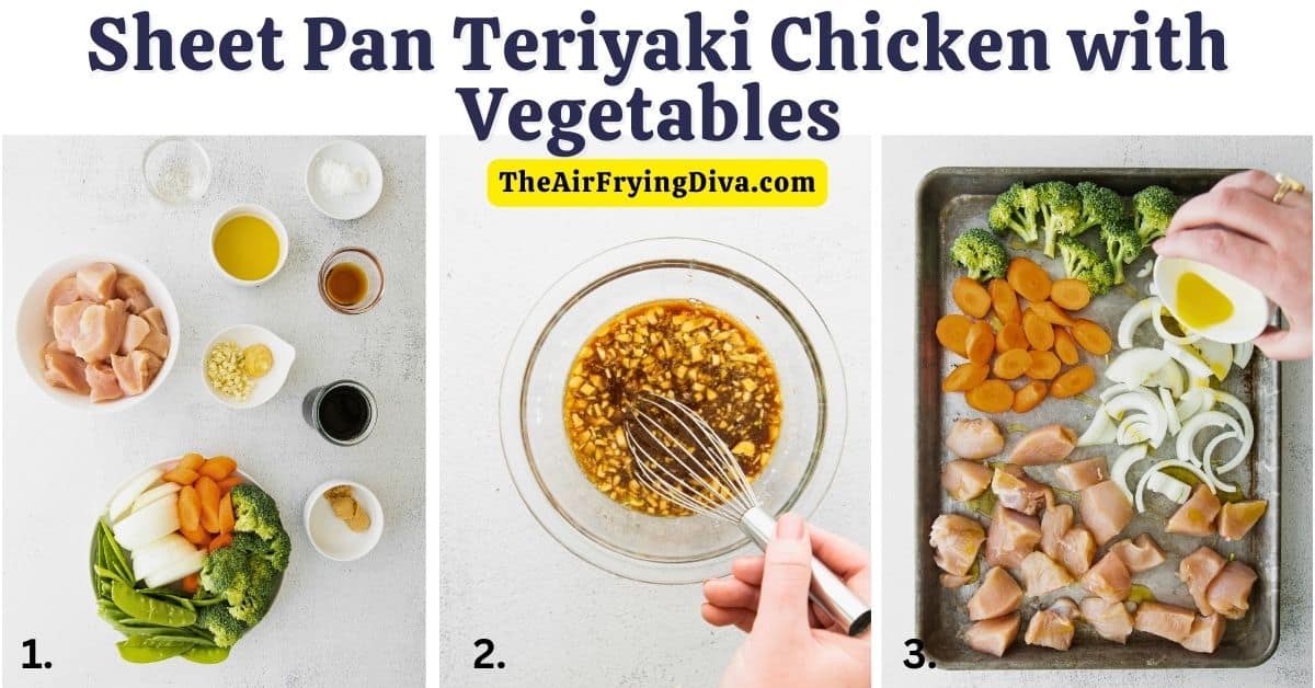 Sheet Pan Teriyaki Chicken with Vegetables, a colorful and delicious meal recipe oven baked in sweet and savory teriyaki sauce.