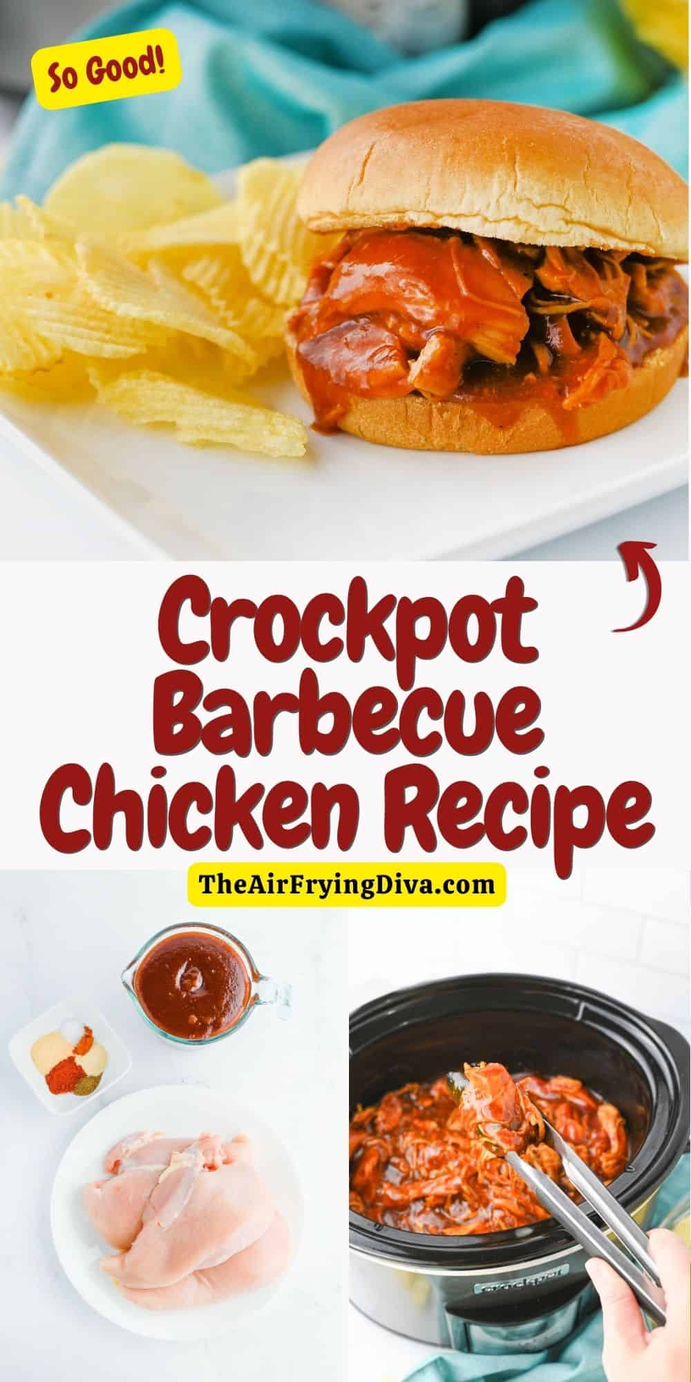 Crockpot Barbecue Chicken Recipe, an easy recipe for chicken breast slow cooked to perfection in barbecue sauce.