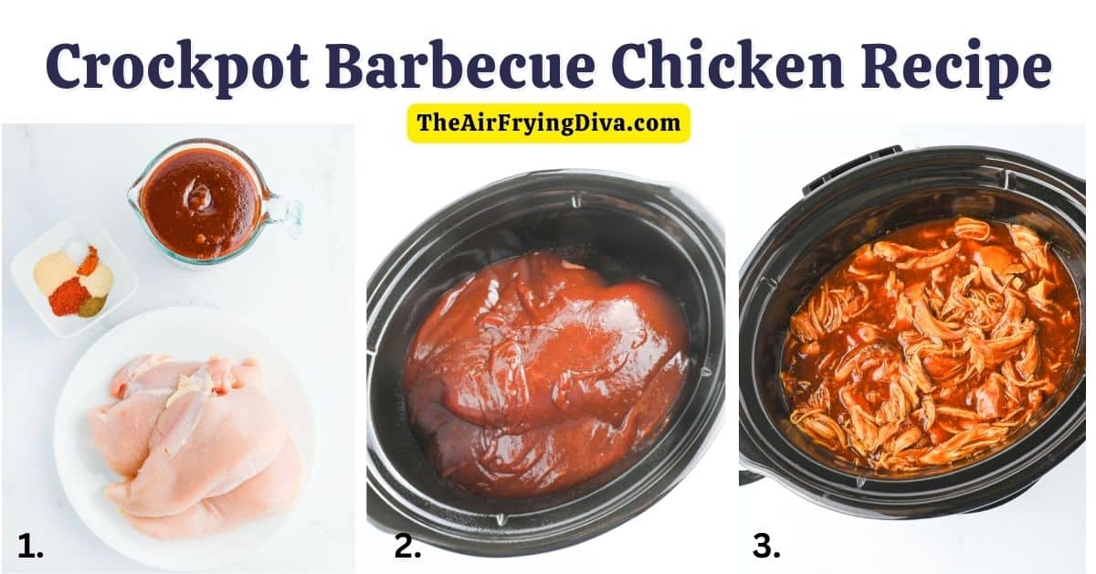 Crockpot Barbecue Chicken Recipe, an easy recipe for chicken breast slow cooked to perfection in barbecue sauce.