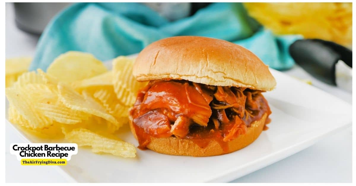 Crockpot Barbecue Chicken Recipe, an easy recipe for chicken breast slow cooked to perfection in barbecue sauce.