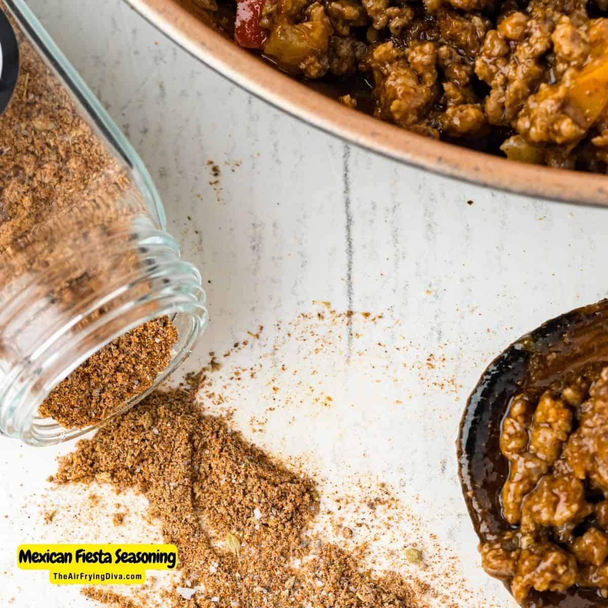 Mexican Fiesta Seasoning, a versatile and flavorful all purpose seasoning blend that works well in a wide variety of recipes.