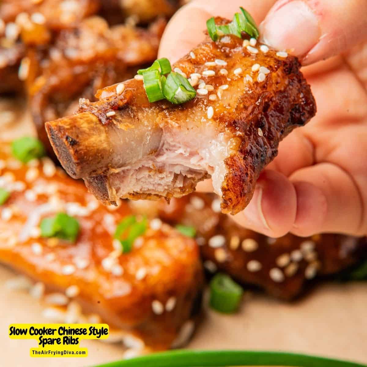 Slow Cooker Chinese Style Spare Ribs, a delicious meal recipe featuring juicy and tender marinated ribs slow cooked to perfection.