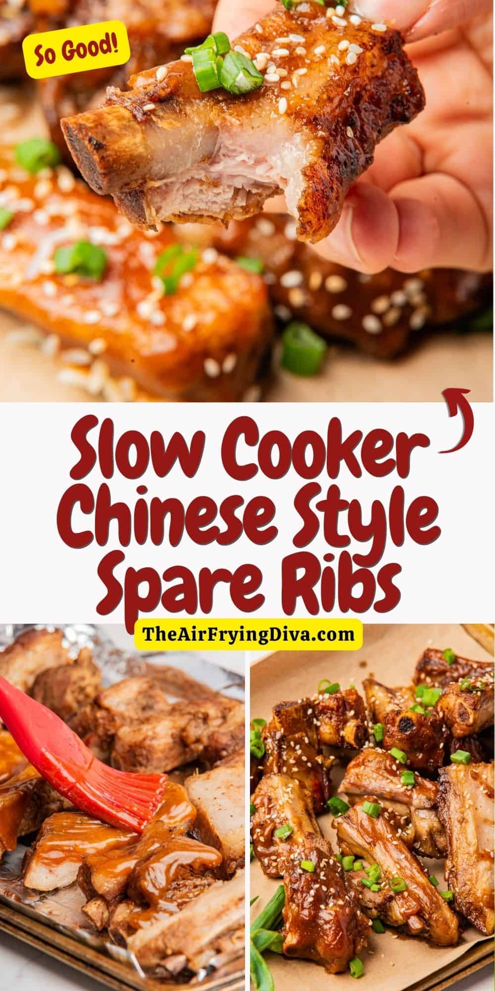 Slow Cooker Chinese Style Spare Ribs, a delicious meal recipe featuring juicy and tender marinated ribs slow cooked to perfection.