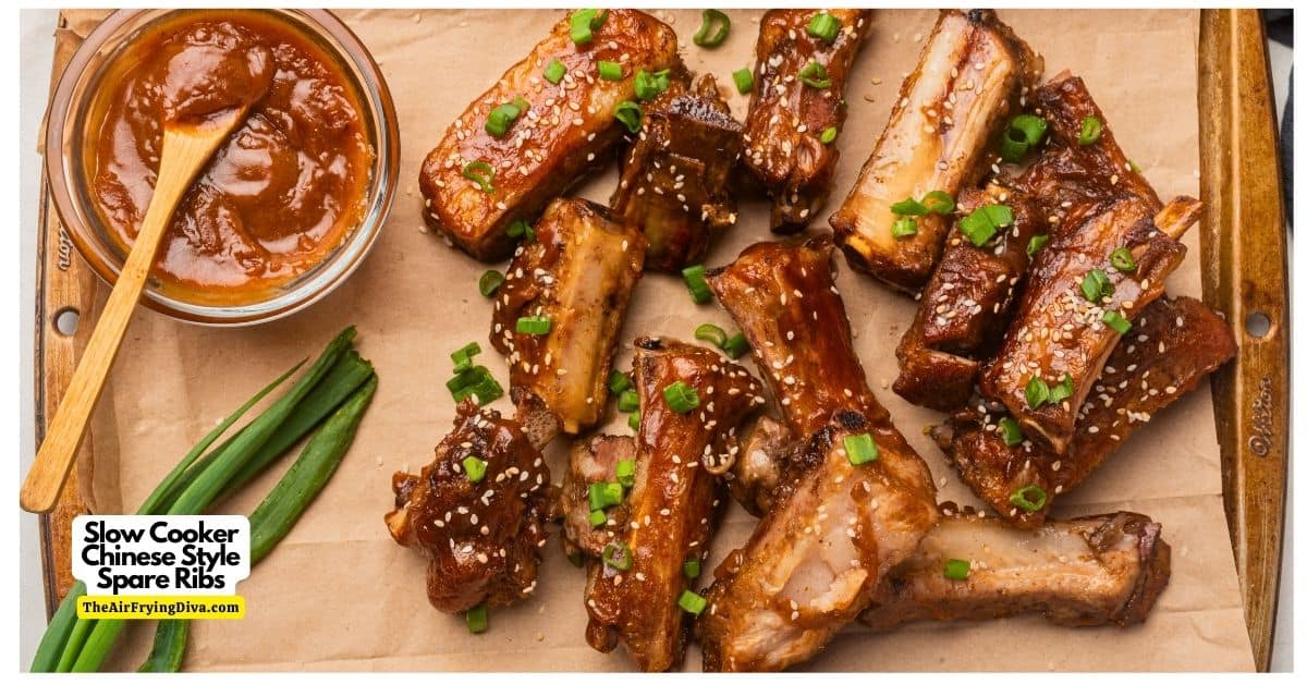 Slow Cooker Chinese Style Spare Ribs, a delicious meal recipe featuring juicy and tender marinated ribs slow cooked to perfection.