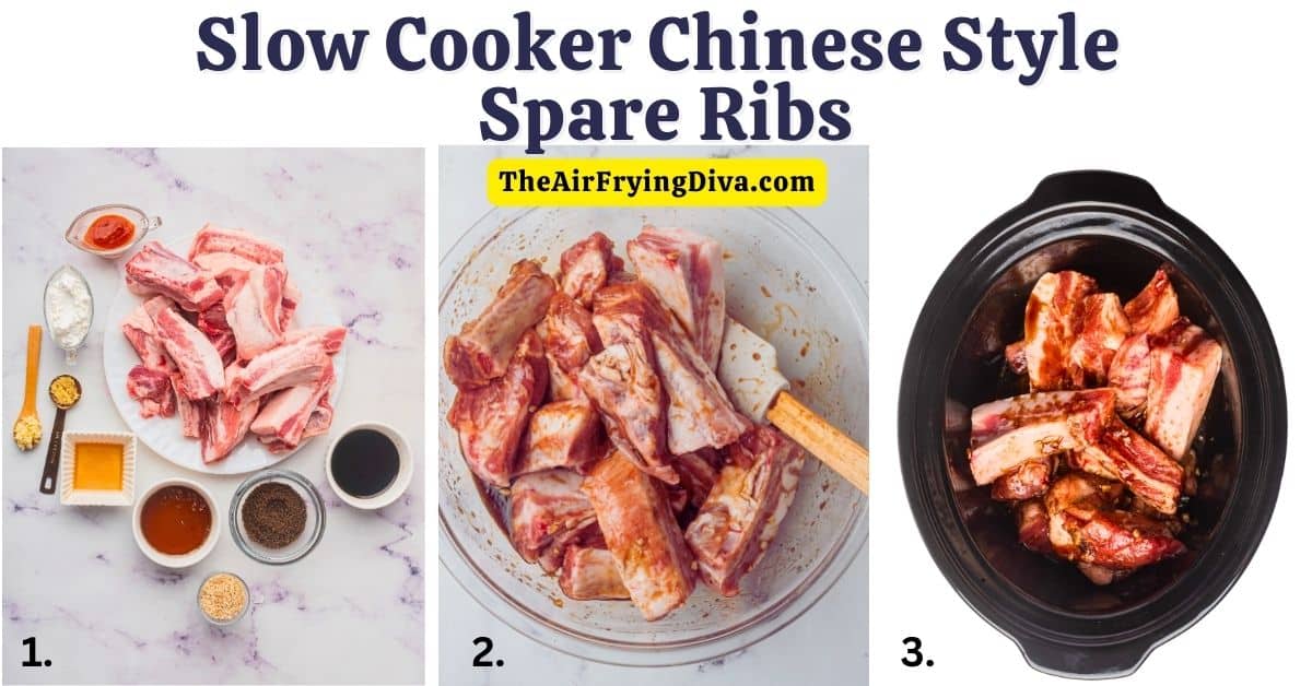 Slow Cooker Chinese Style Spare Ribs, a delicious meal recipe featuring juicy and tender marinated ribs slow cooked to perfection.