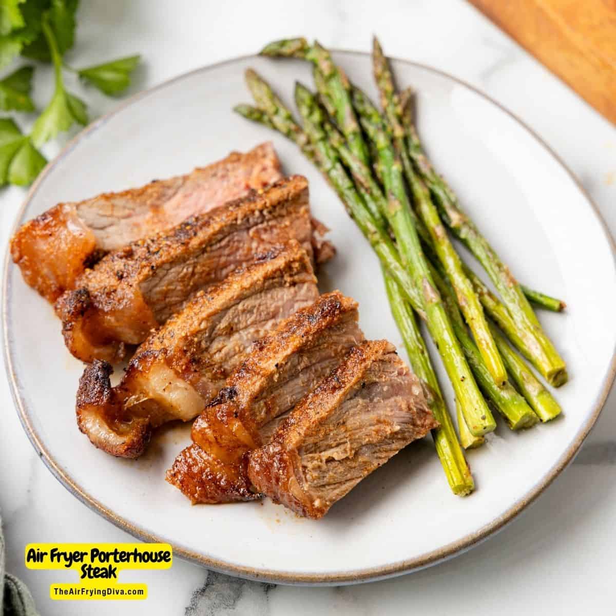 Air Fryer Porterhouse Steak, delicious dinner recipe for tender and juicy steak cooked to perfection in about 20 minutes.