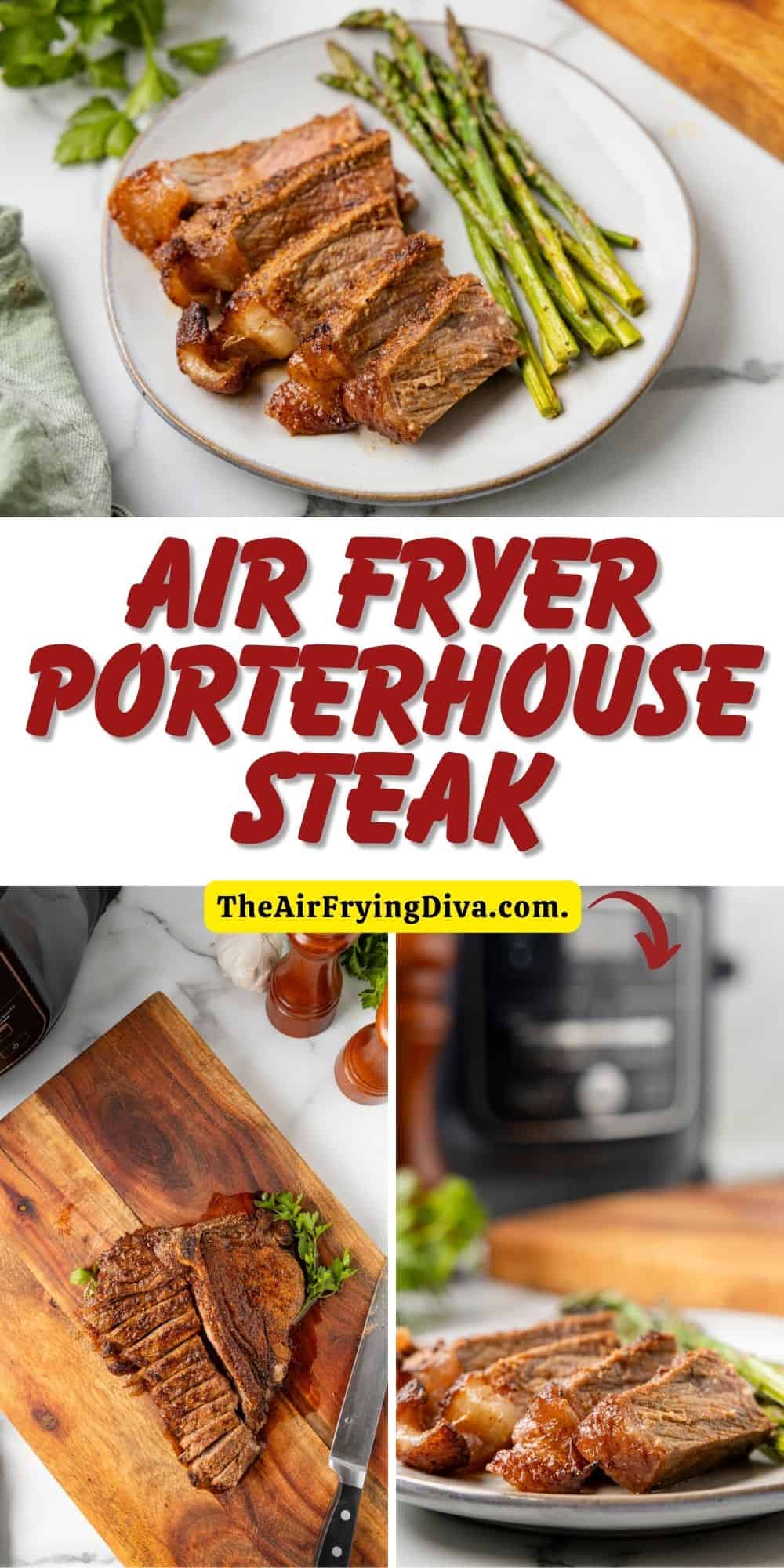 Air Fryer Porterhouse Steak, delicious dinner recipe for tender and juicy steak cooked to perfection in about 20 minutes.