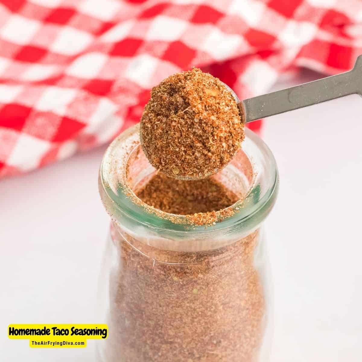 Homemade Taco Seasoning, a simple and delicious recipe for a savory and spicy spice blend that has multiple uses.