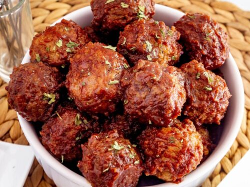 Crockpot Apple Butter Bourbon Meatballs