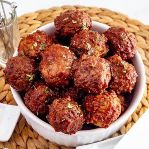 Crockpot Apple Butter Bourbon Meatballs