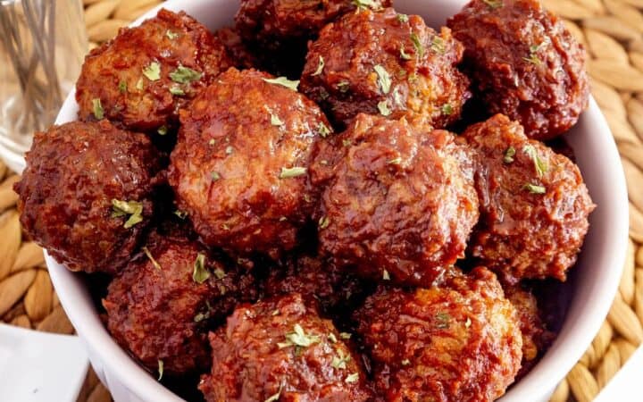 Crockpot Apple Butter Bourbon Meatballs