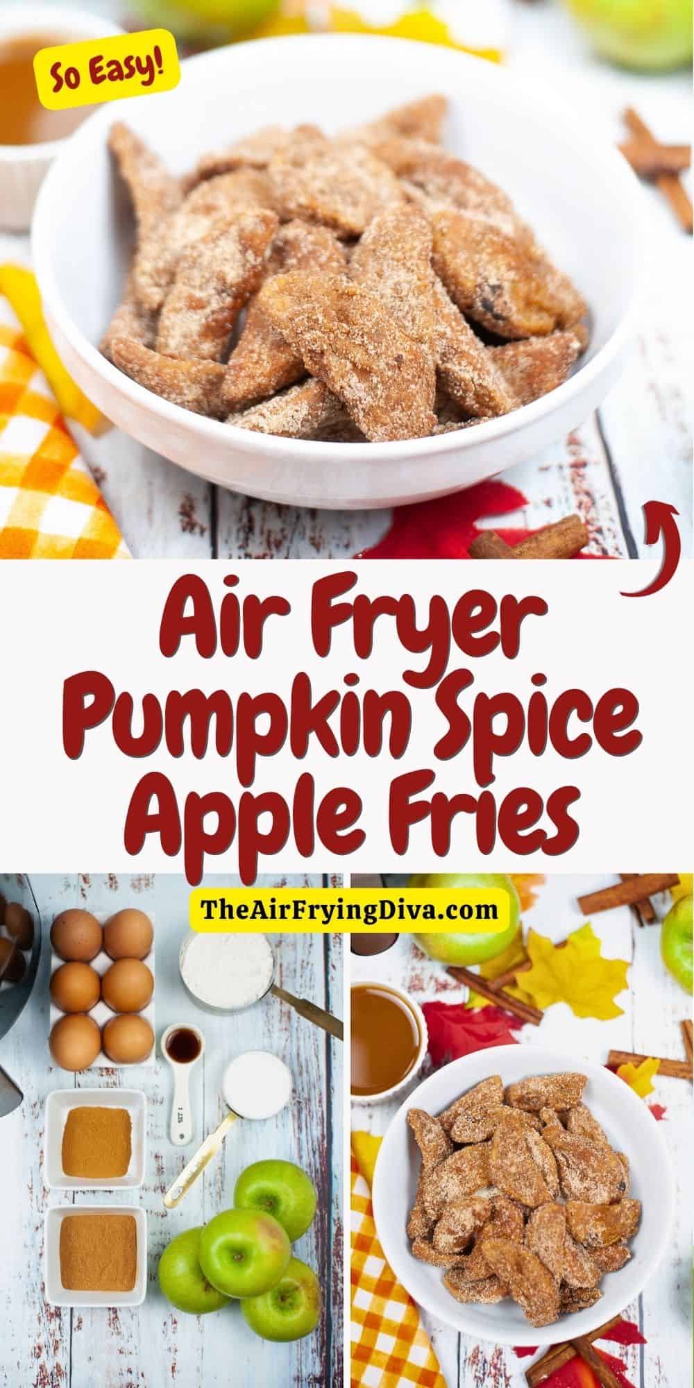 Air Fryer Pumpkin Spice Apple Fries, simple and  delicious snack recipe made with Granny Smith Apples seasoned and air fried to perfection.