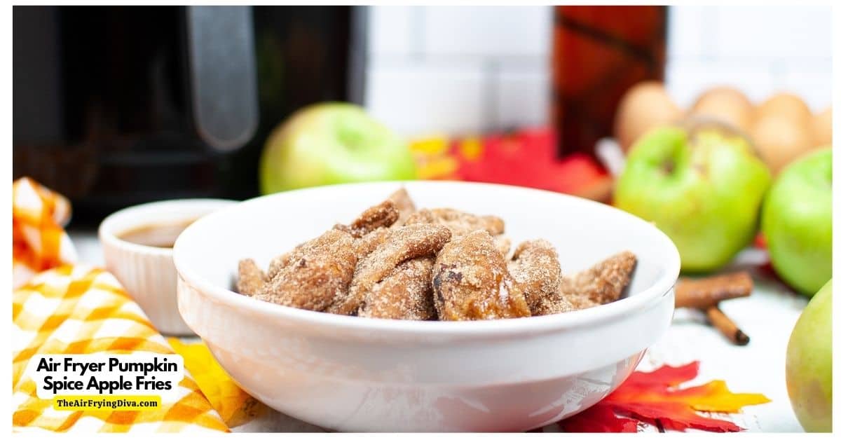 Air Fryer Pumpkin Spice Apple Fries, simple and  delicious snack recipe made with Granny Smith Apples seasoned and air fried to perfection.