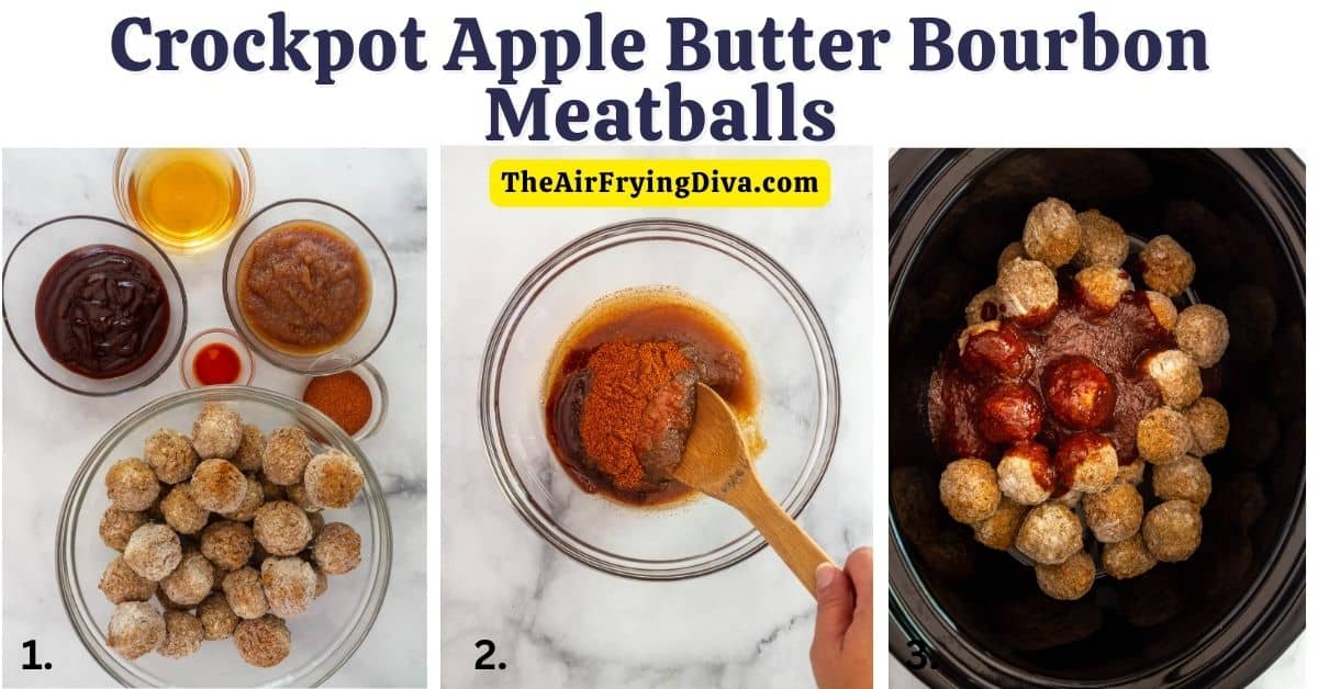 Crockpot Apple Butter Bourbon Meatballs, a delicious 5 ingredient appetizer or meal recipe slow cooked to perfection.