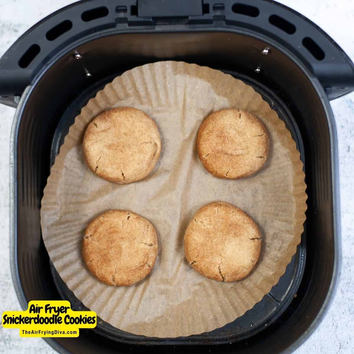 Air Fryer Snickerdoodle Cookies, an easy dessert or snack recipe for soft and chewy cinnamon cookie air fried in minutes.