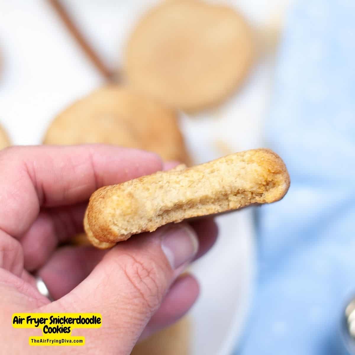 Air Fryer Snickerdoodle Cookies, an easy dessert or snack recipe for soft and chewy cinnamon cookie air fried in minutes.