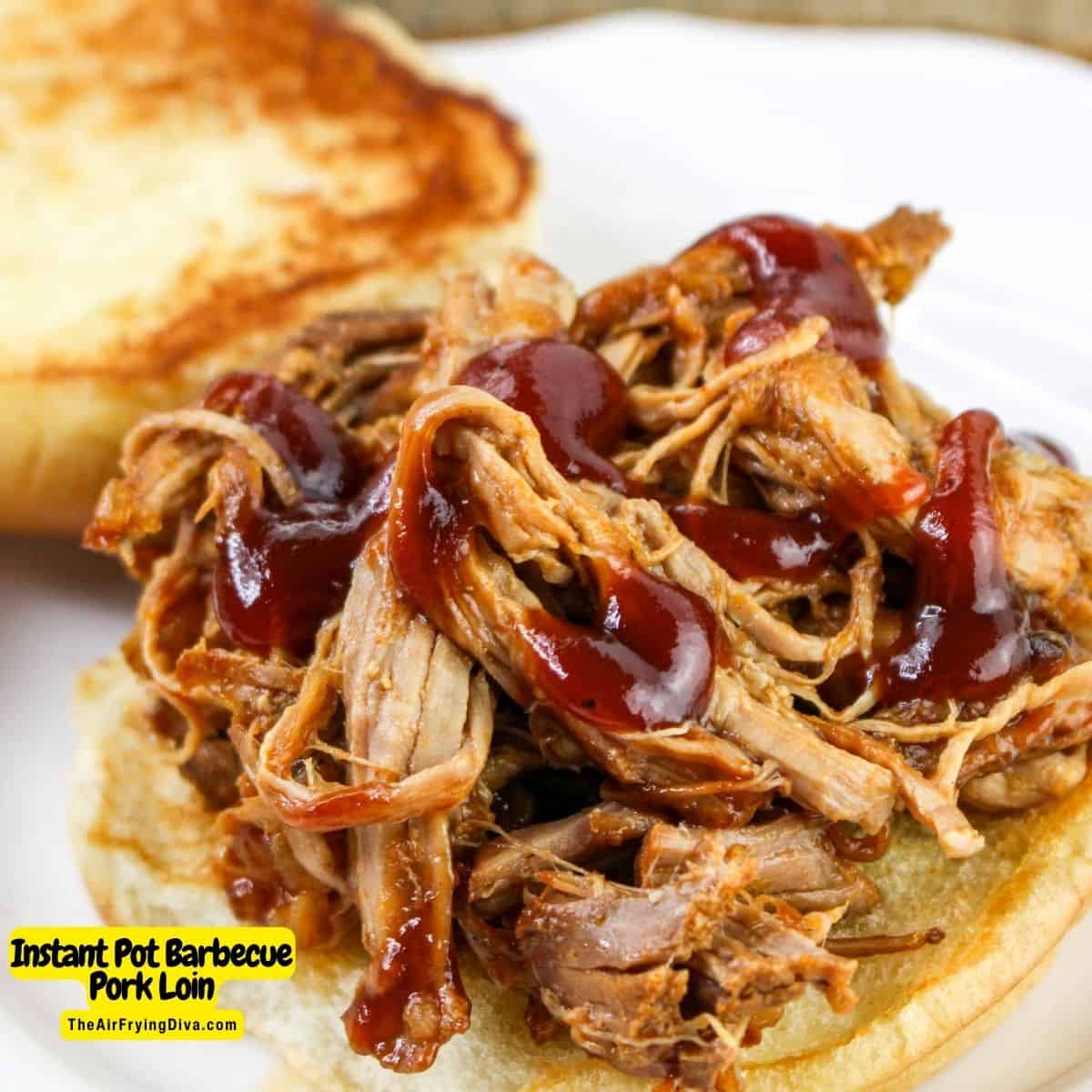 Instant Pot Barbecue Pork Loin, a simple and delicious shredded pork dinner recipe made in about a half hour.