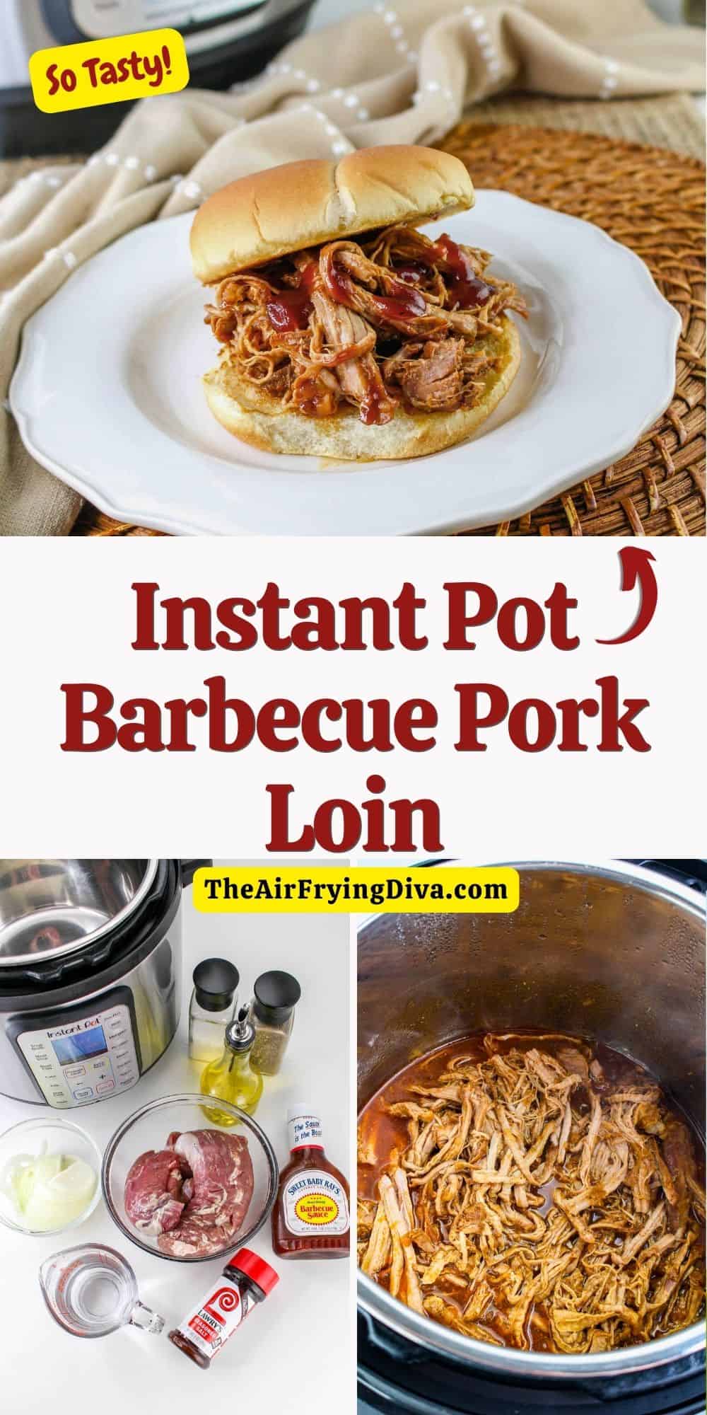 Instant Pot Barbecue Pork Loin, a simple and delicious shredded pork dinner recipe made in about a half hour.