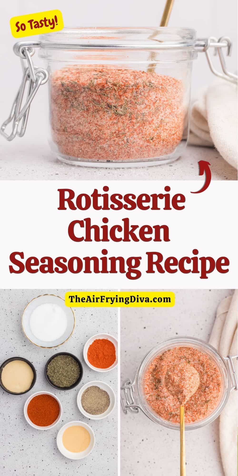 Rotisserie Chicken Seasoning Recipe, make your own chicken that tastes just like the store bought kind. Easy and tasty recipe.