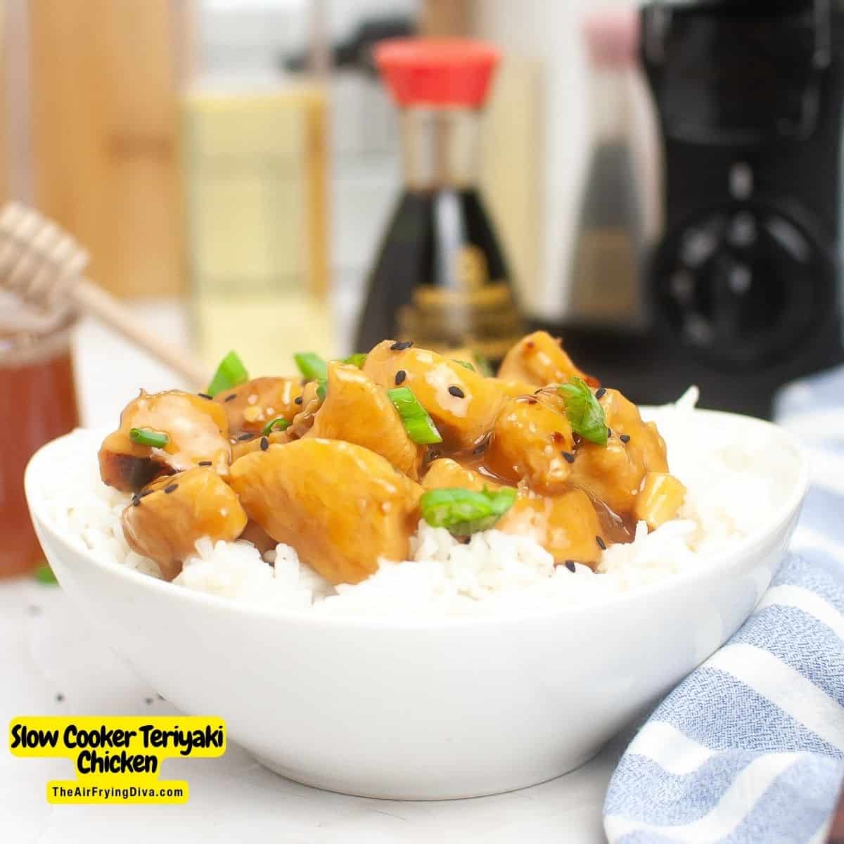 Slow Cooker Teriyaki Chicken, an easy and delicious Crockpot chicken recipe made with honey and soy sauce slow cooked to perfection.