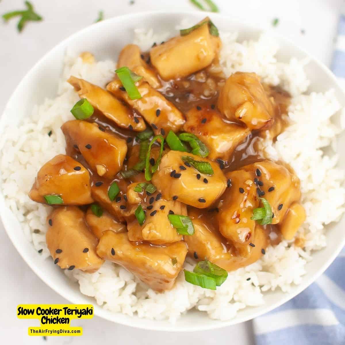 Slow Cooker Teriyaki Chicken, an easy and delicious Crockpot chicken recipe made with honey and soy sauce slow cooked to perfection.