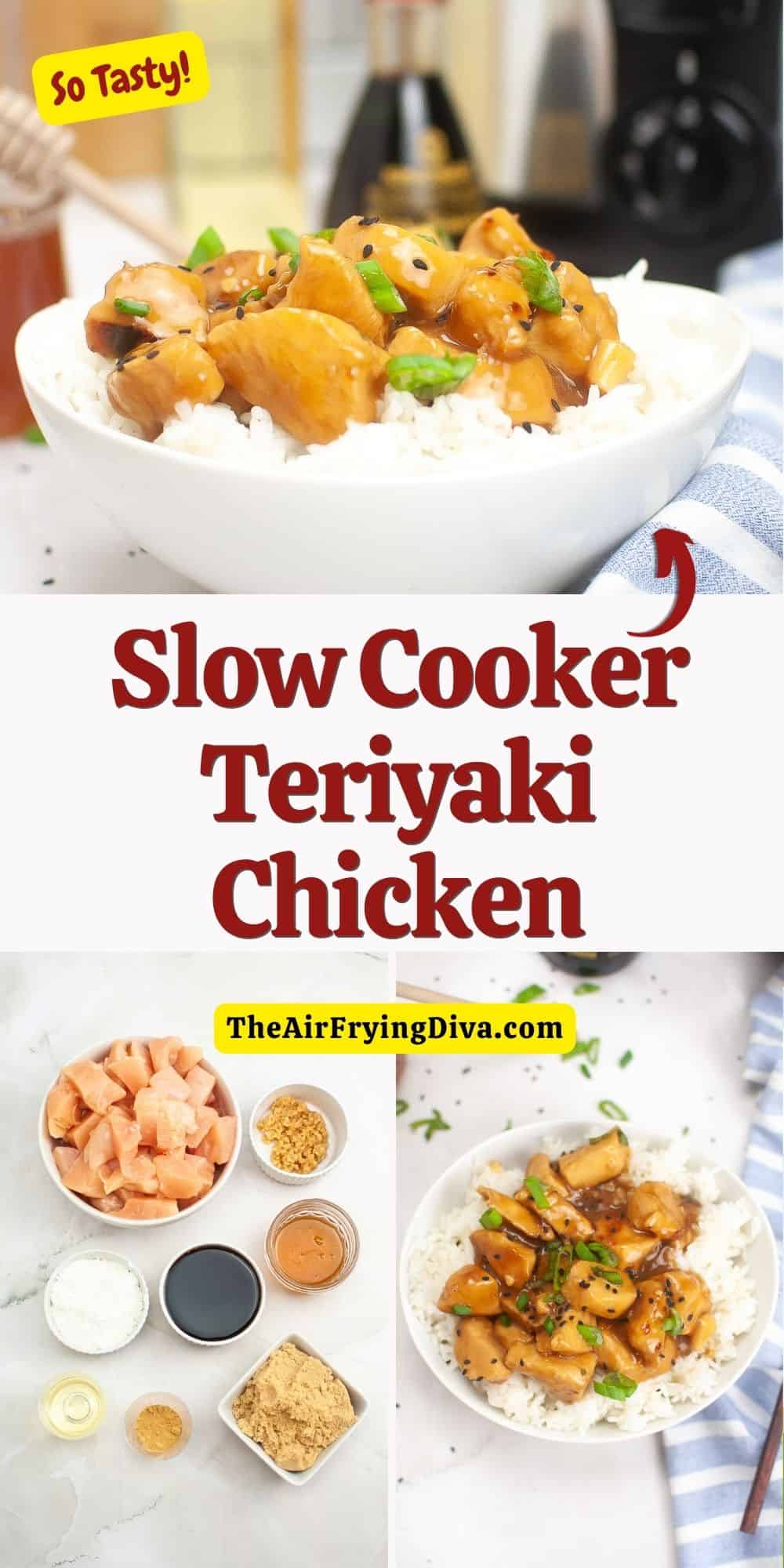 Slow Cooker Teriyaki Chicken, an easy and delicious Crockpot chicken recipe made with honey and soy sauce slow cooked to perfection.