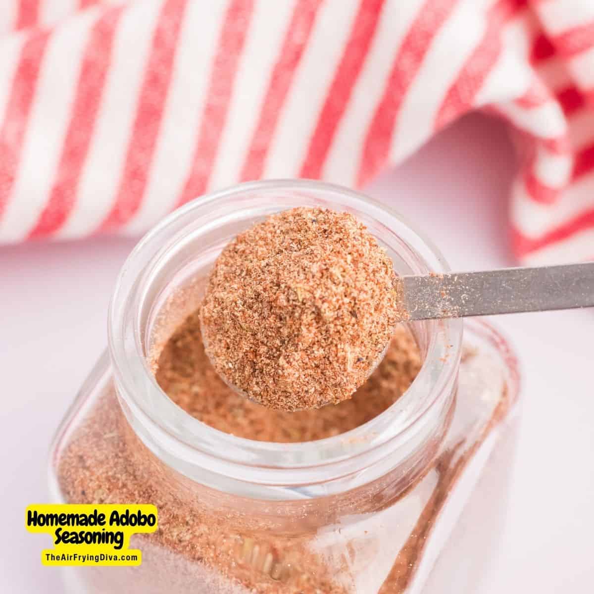 Homemade Adobo Seasoning,  a simple recipe for a versatile and flavorful seasoning blend that is bold, flavorful, and somewhat spicy.