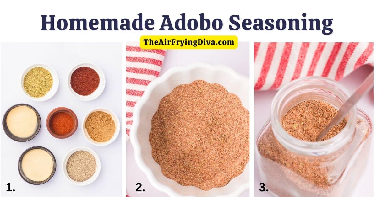 Homemade Adobo Seasoning,  a simple recipe for a versatile and flavorful seasoning blend that is bold, flavorful, and somewhat spicy.