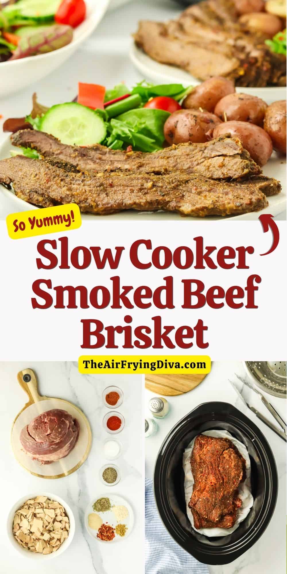 Slow Cooker Smoked Beef Brisket, a delicious recipe made in a crock pot for savory and tender meat slow cooked to perfection.