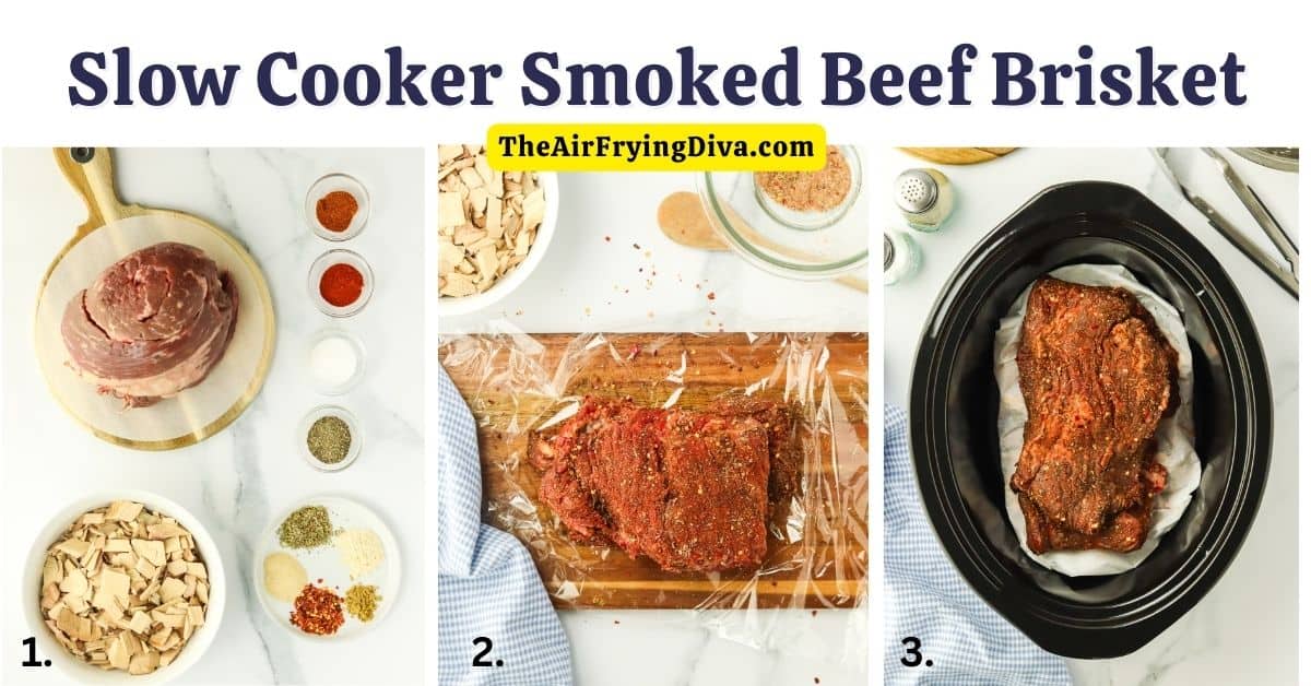 Slow Cooker Smoked Beef Brisket, a delicious recipe made in a crock pot for savory and tender meat slow cooked to perfection.