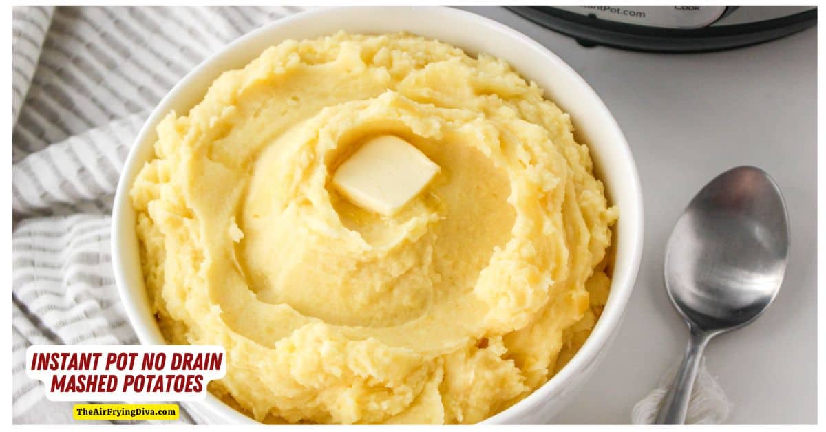 Instant Pot No Drain Mashed Potatoes a delicious side dish potato recipe made in a pressure cooker in less than 10 minutes.