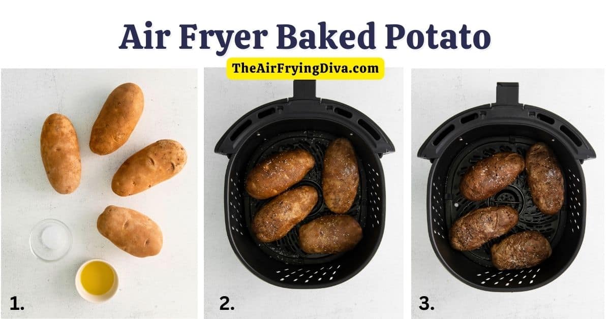 Air Fryer Baked Potato (loaded!), an easy recipe for a tender and delicious baked potato that can be loaded with toppings.