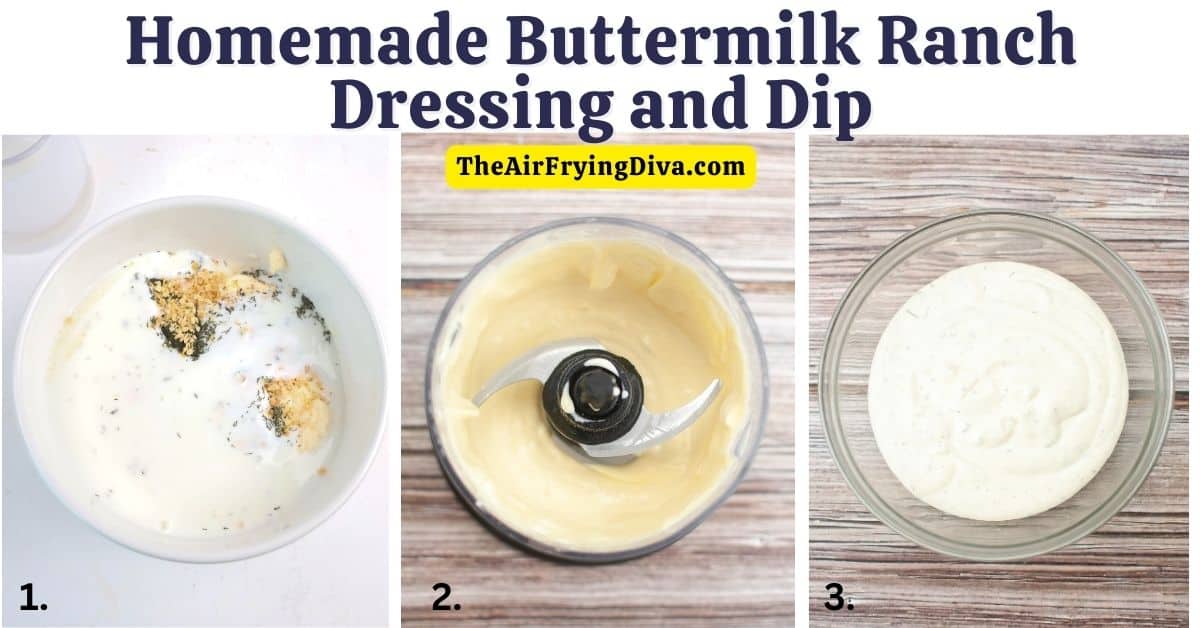 Homemade Buttermilk Ranch Dressing and Dip, a simple recipe and flavorful that can be used with salads, chips, chicken, or vegetables.