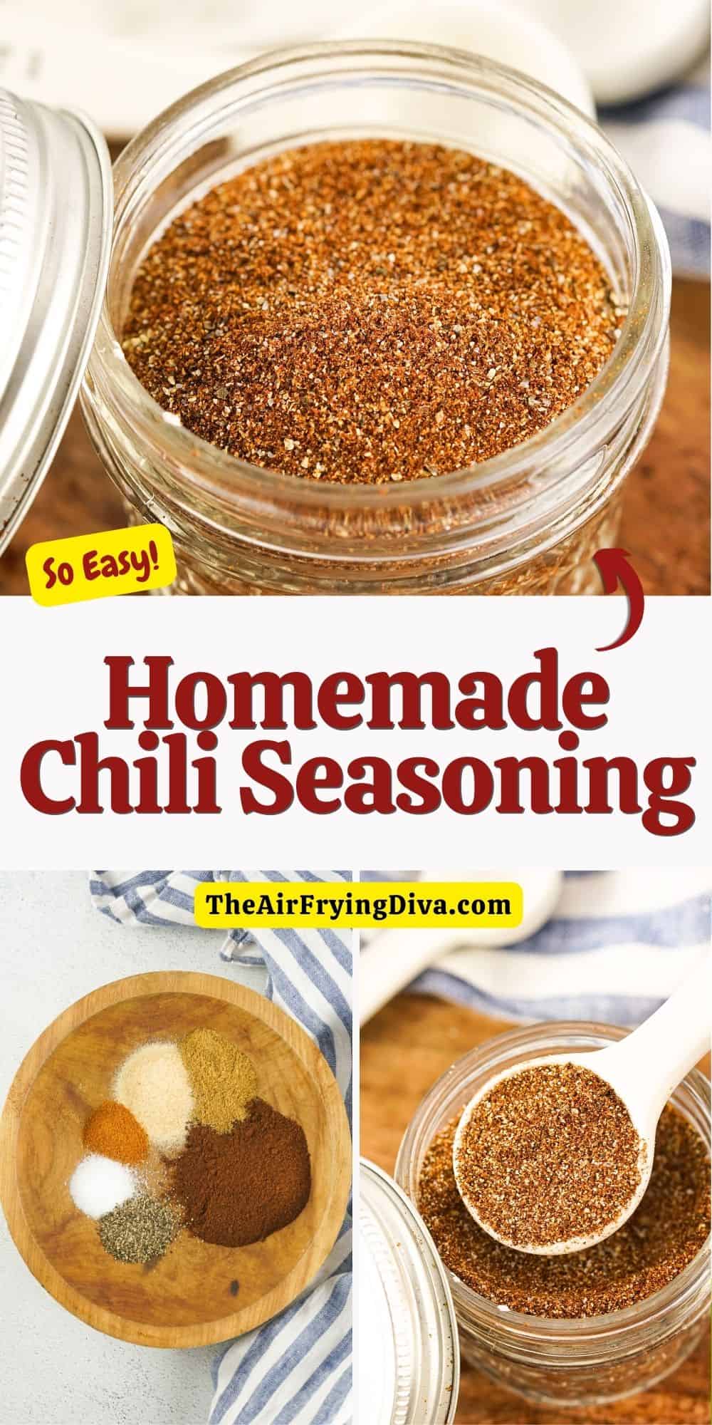 Homemade Chili Seasoning, a simple six ingredient recipe for seasoning that can be used to make chili with or use as a seasoning.