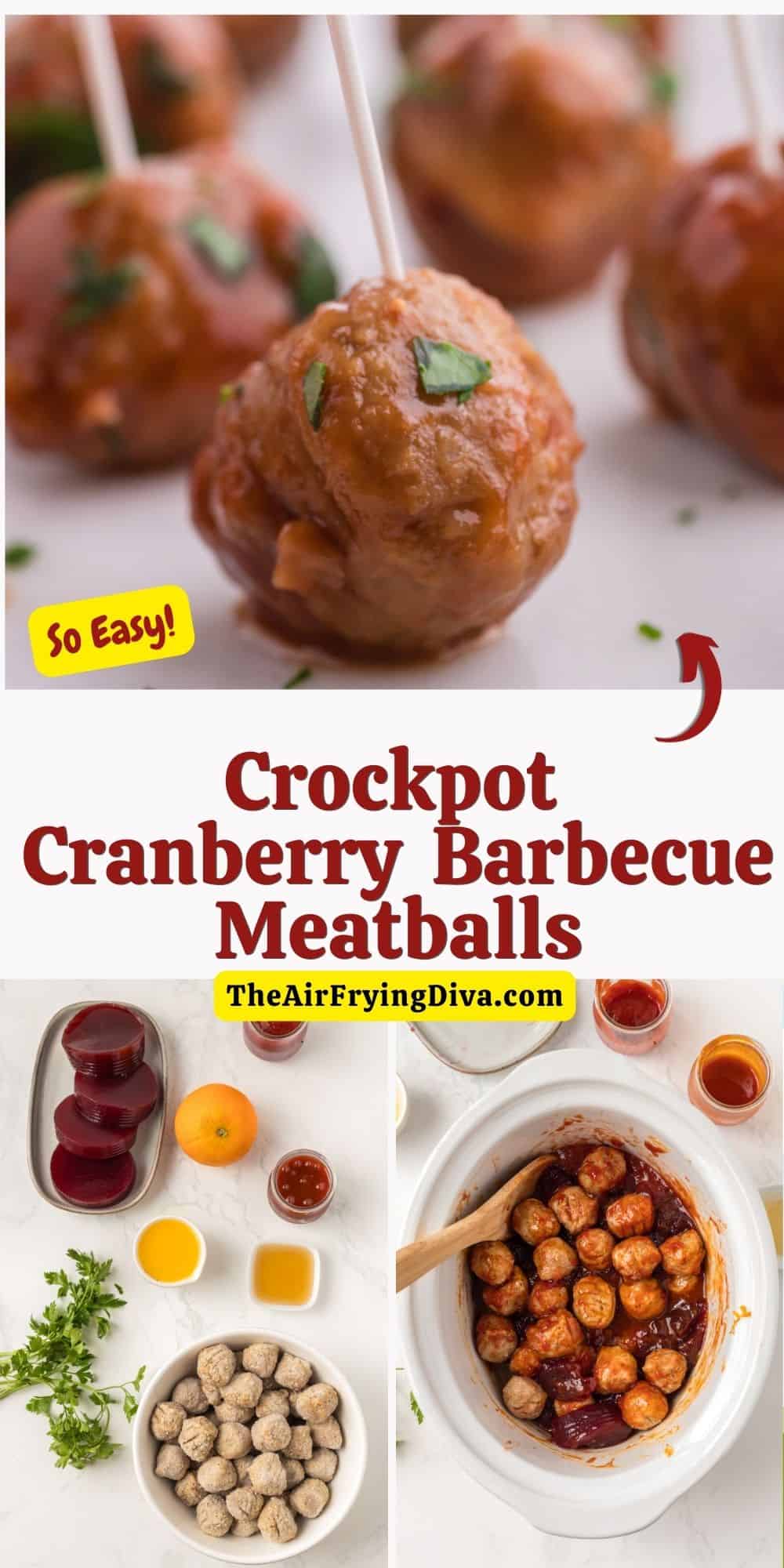  Crockpot Cranberry Barbecue Meatballs, a simple appetizer or party recipe made with cranberry sauce and slow cooked to perfection. 