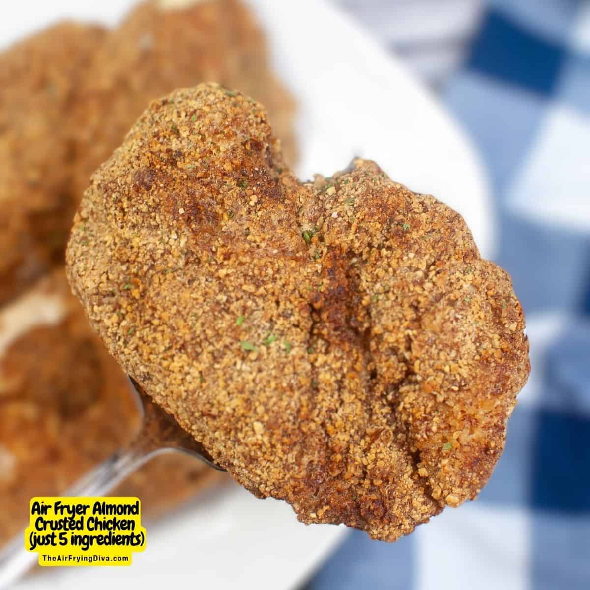 Air Fryer Almond Crusted Chicken  (just 5 ingredients), a delicious, quick, and easy dinner recipe made in about 20 minutes.