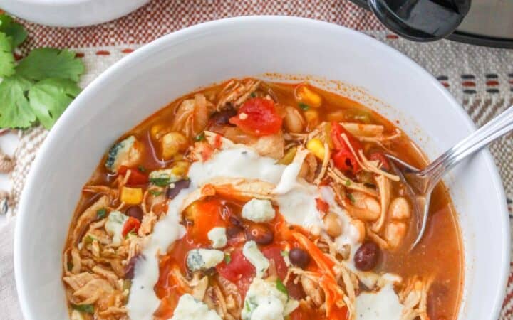 Crockpot Buffalo Chicken Chili