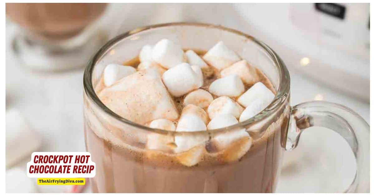 The Best Crockpot Hot Chocolate Recipe, a rich and delicious warm beverage  made with Milk Chocolate Chips and slow cooked to perfection.